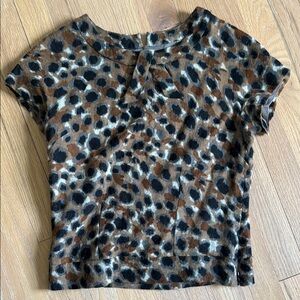 Leopard Print with Bow Detail Women's Blouse